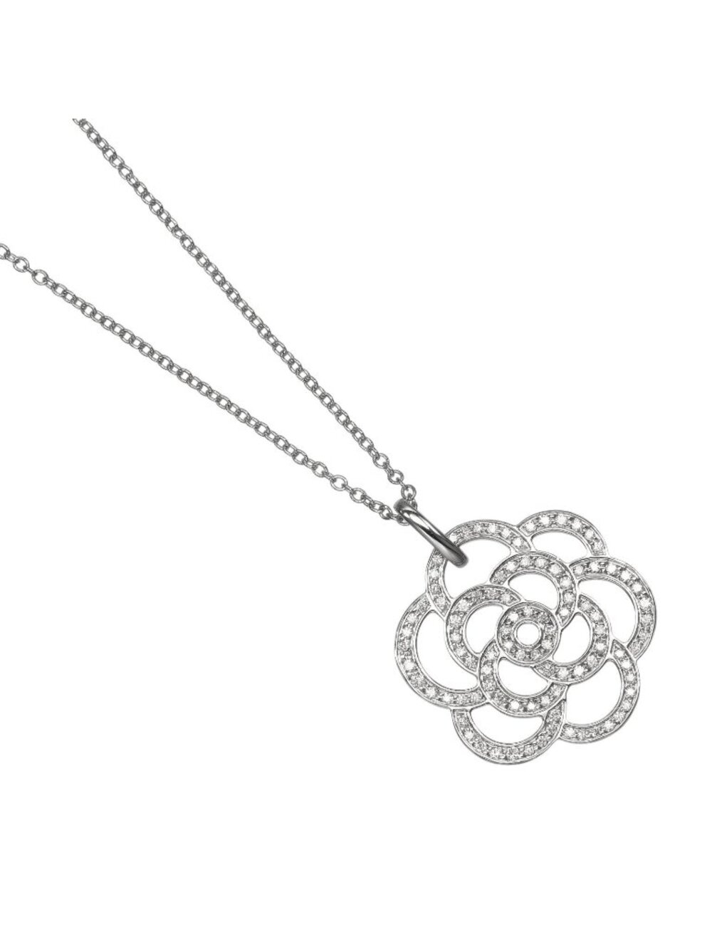 Chanel Camellia White Gold Diamond Necklace